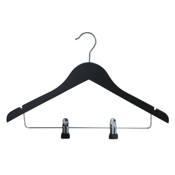 50 pcs Wooden coat hanger 44,5cm with clips