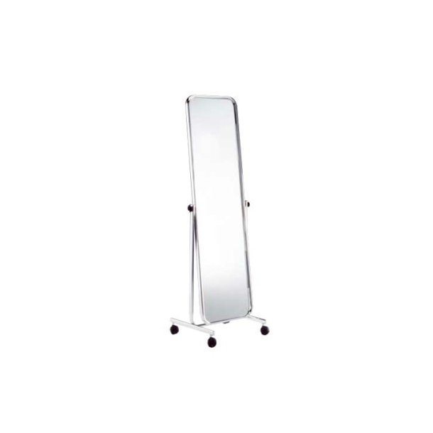 Gulvspejl 155cm i chrom, svingbart med hjul