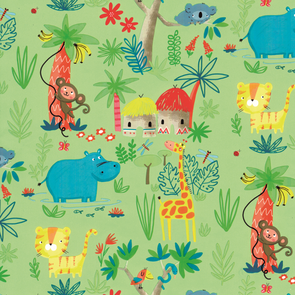 Gift wrap paper with animals, 57cm x 100m