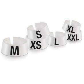 50 stk Strrelsesbrikker Classic, hvid med sort skrift (S, M, L )