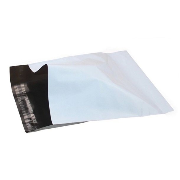 100 stk E-handelspose 50x65cm m/returstrimmel, hvid plast