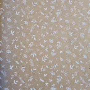 Gift wrap, brown kraft w/flowers, 50cm x 100m
