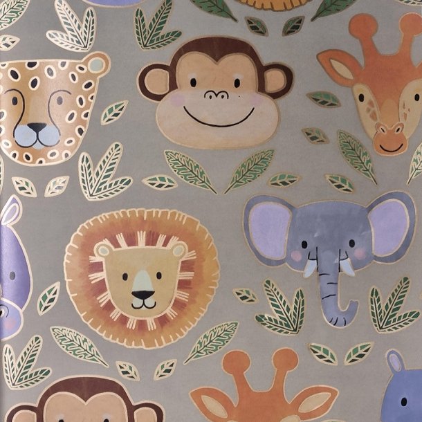 Gift wrapping w/jungle animals, 50cm x 100m