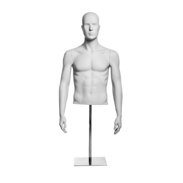 Mannequin torso, herre mat hvid (Heimdal)