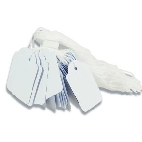 500 stk Hngeetiketter hvid med snor 28x43mm