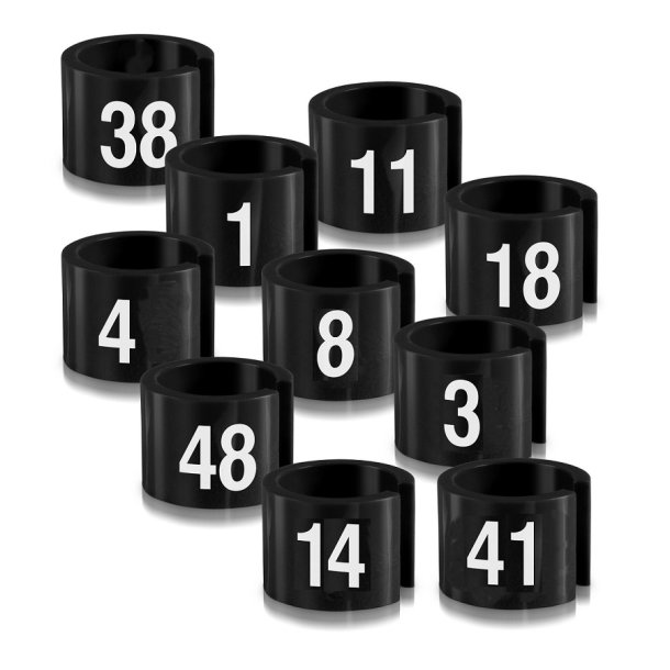 100 stk Strrelsesbrikker mini, sort med hvid skrift (34, 36, 38)