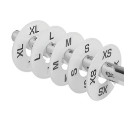 10 stk Strrelsesringe hvid med sort skrift (alle str)