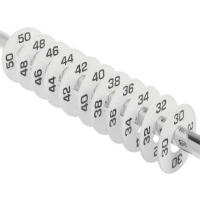 10 stk Strrelsesringe hvid med sort skrift (alle str)