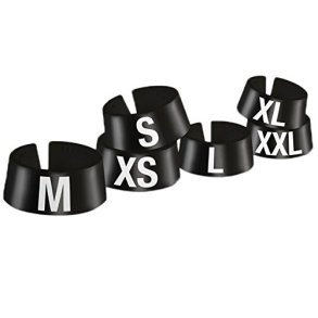 50 stk Strrelsesbrikker Classic, sort med hvid skrift (S, M, L )