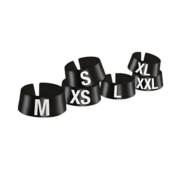 50 stk Strrelsesbrikker Classic, sort med hvid skrift (S, M, L )