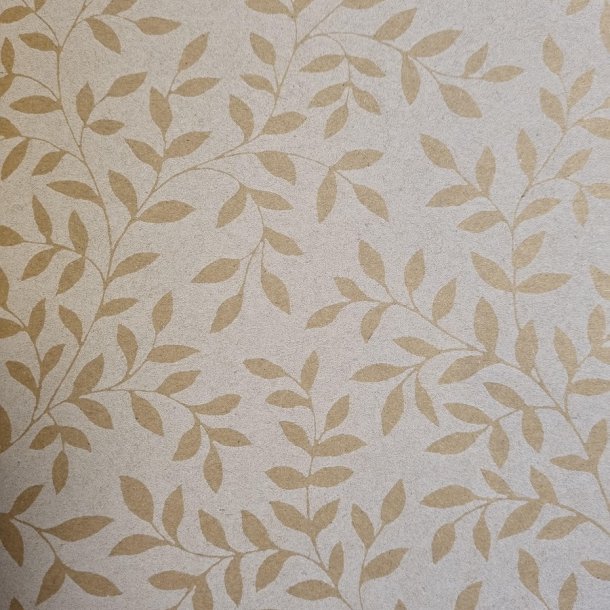 Gavepapir recycled brun m/bladranker, 50cm x 100m