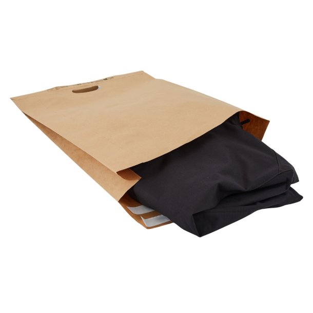 140 stk E-handelspose m/hndtag i FSC papir, brun 450x620/150mm